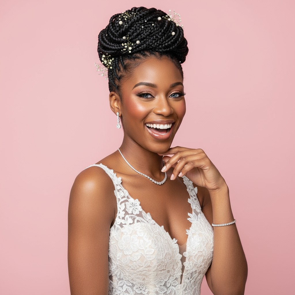 Box Braid Updo For Wedding Ideas